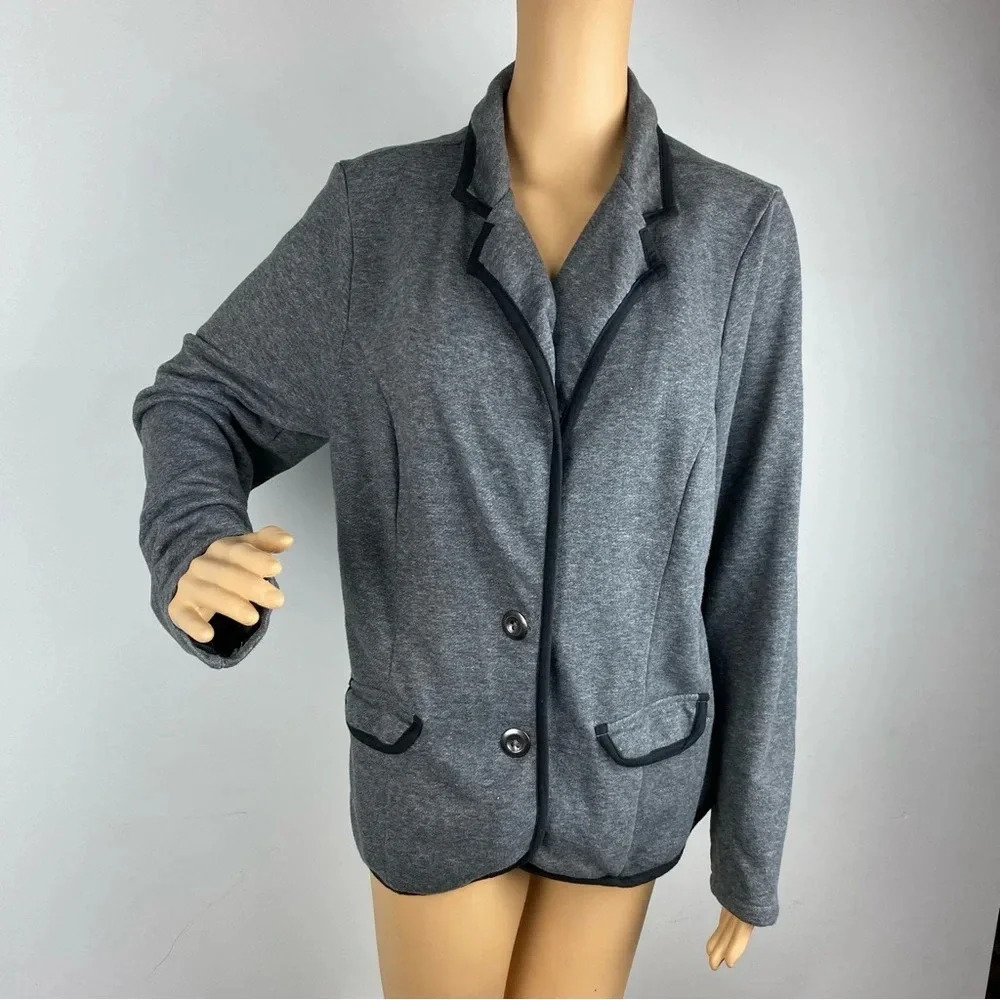 Torrid 2X Gray Black Trim Blazer Jacket Pockets Very Soft